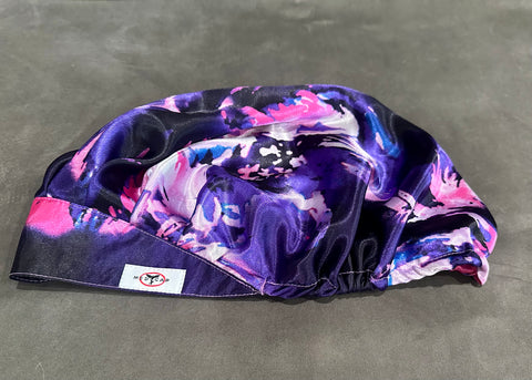 Motif Purple Satin Pleated Scrub Hat