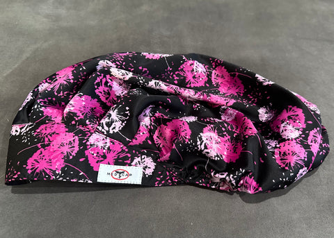 Pink Puff Floral Satin Pleated Featherweight Scrub Hat