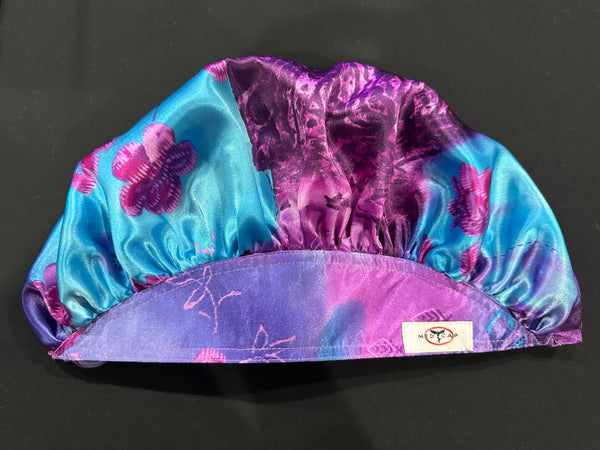 Purple Blue Blossom Dreams Satin Scrub Hat