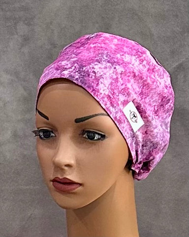 Pink Lavender Tie - Dye Snappi Two Satin Scrub Hat