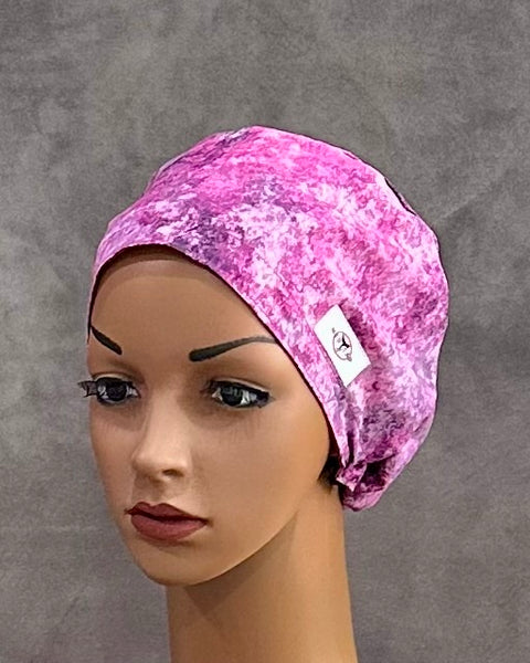 Pink Lavender Tie - Dye Snappi Two Satin Scrub Hat