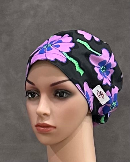 Morning Violet Blooms Snappi Two satin Scrub Hat