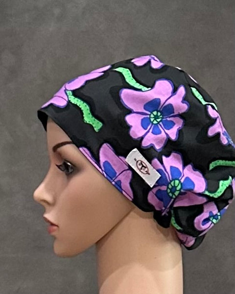 Morning Violet Blooms Snappi Two satin Scrub Hat